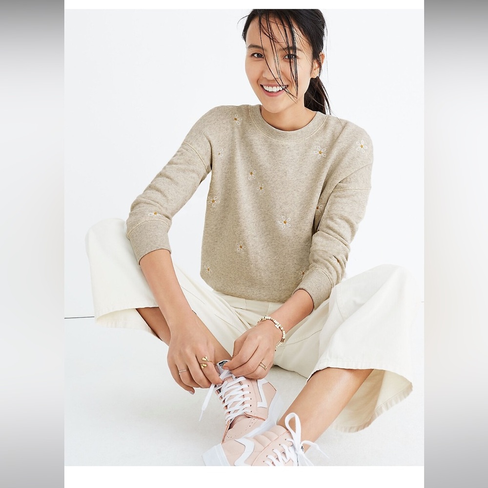 Madewell Daisy Embroidered Mainstay Sweatshirt